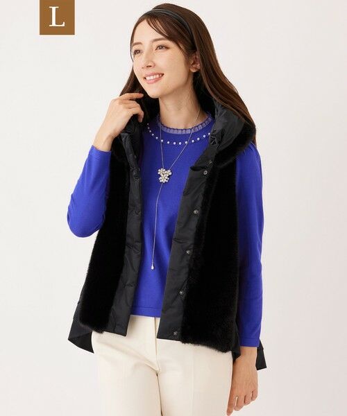 TO BE CHIC (大きいサイズ)/トゥー ビー シック (オオキイサイズ) 【L】フェイクファー ドッキングジレ ブラック 46