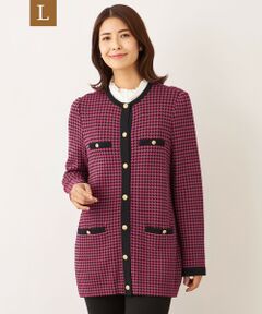 TO BE CHIC (大きいサイズ) / トゥー ビー シック (オオキイサイズ) ブルゾン | 【L】千鳥　ミドルカーディガン