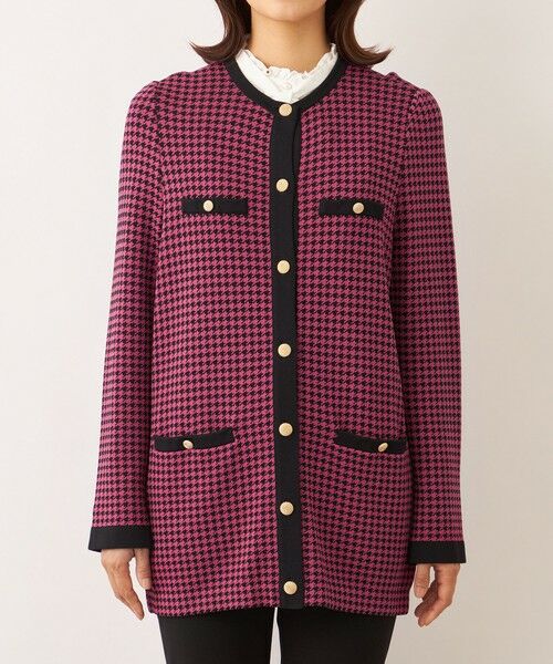 TO BE CHIC (大きいサイズ) / トゥー ビー シック (オオキイサイズ) ブルゾン | 【L】千鳥　ミドルカーディガン | 詳細4