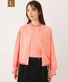 TO BE CHIC (大きいサイズ) / トゥー ビー シック (オオキイサイズ) ブルゾン | 【L】シアーレイヤー カーディガン