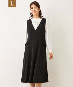 TO BE CHIC (大きいサイズ) / トゥー ビー シック (オオキイサイズ) ロング・マキシ丈ワンピース | 【L】リボンモチーフ ジャンパースカート