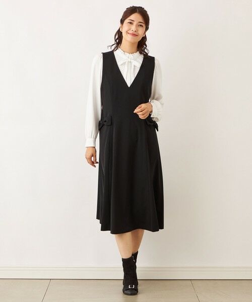 TO BE CHIC (大きいサイズ) / トゥー ビー シック (オオキイサイズ) ロング・マキシ丈ワンピース | 【L】リボンモチーフ ジャンパースカート | 詳細1