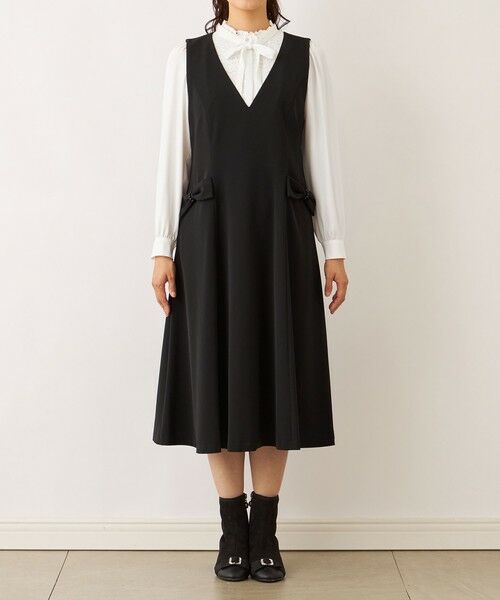 TO BE CHIC (大きいサイズ) / トゥー ビー シック (オオキイサイズ) ロング・マキシ丈ワンピース | 【L】リボンモチーフ ジャンパースカート | 詳細2