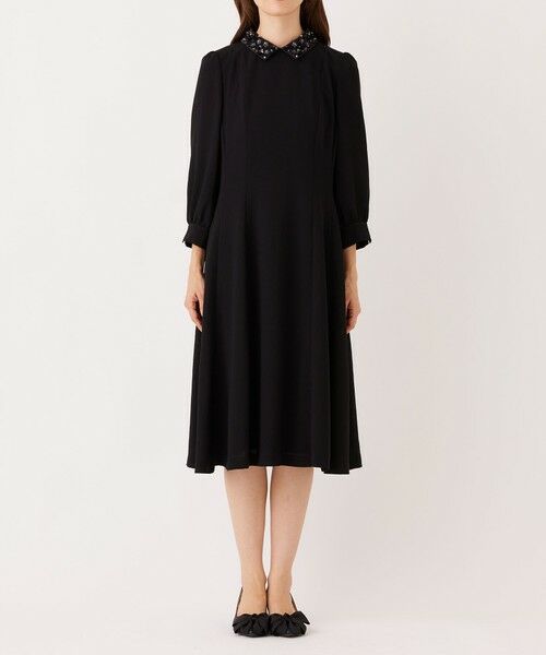 TO BE CHIC (大きいサイズ) / トゥー ビー シック (オオキイサイズ) ロング・マキシ丈ワンピース | 【L】【BLACK OF BLACKS】 ジョーゼットドレス | 詳細3