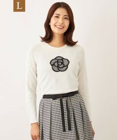 TO BE CHIC (大きいサイズ) / トゥー ビー シック (オオキイサイズ) その他トップス | 千鳥カメリアモチーフ ニット