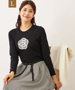 TO BE CHIC (大きいサイズ) / トゥー ビー シック (オオキイサイズ) その他トップス | 千鳥カメリアモチーフ ニット