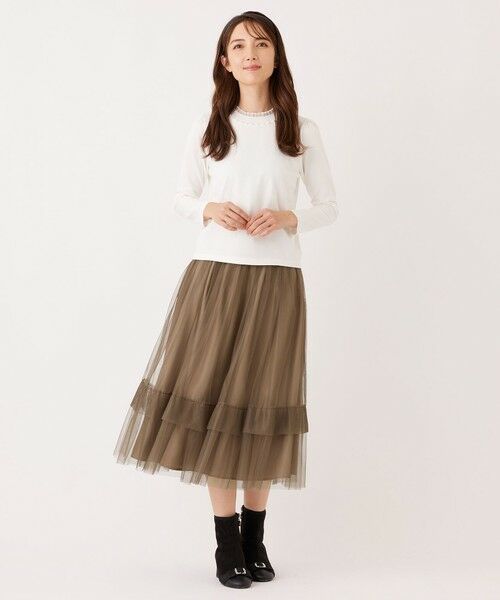 TO BE CHIC (大きいサイズ) / トゥー ビー シック (オオキイサイズ) ロング・マキシ丈スカート | 【L】チュールヘムボーダー フレアスカート | 詳細5