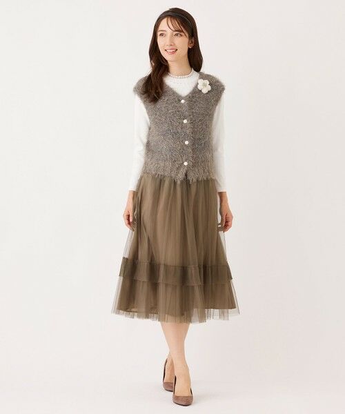 TO BE CHIC (大きいサイズ) / トゥー ビー シック (オオキイサイズ) ロング・マキシ丈スカート | 【L】チュールヘムボーダー フレアスカート | 詳細6