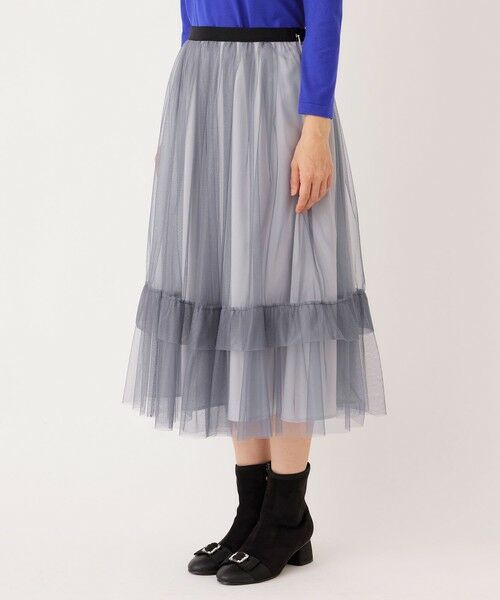 TO BE CHIC (大きいサイズ) / トゥー ビー シック (オオキイサイズ) ロング・マキシ丈スカート | 【L】チュールヘムボーダー フレアスカート | 詳細9