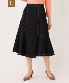 TO BE CHIC (大きいサイズ) / トゥー ビー シック (オオキイサイズ) ロング・マキシ丈スカート | 【L】ブラックデニム フレアスカート