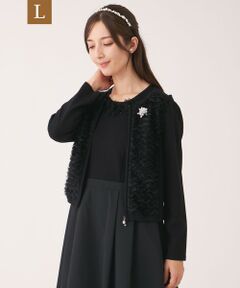 TO BE CHIC (大きいサイズ) / トゥー ビー シック (オオキイサイズ) ブルゾン | 【L】フェザー刺しゅう コンビカーディガン