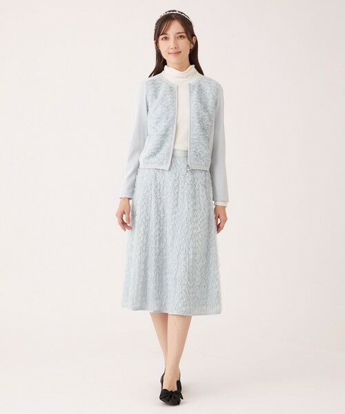 TO BE CHIC (大きいサイズ) / トゥー ビー シック (オオキイサイズ) ブルゾン | 【L】フェザー刺しゅう コンビカーディガン | 詳細1