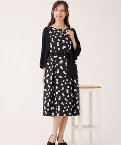 TO BE CHIC (大きいサイズ) / トゥー ビー シック (オオキイサイズ) ロング・マキシ丈ワンピース | 【L】ランダムドット ワンピース