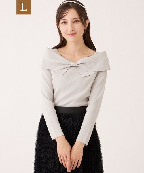 TO BE CHIC (大きいサイズ) / トゥー ビー シック (オオキイサイズ) その他トップス | 【L】リボンオフタートル ニット（ベージュ）