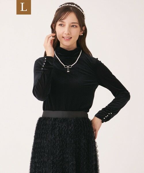 TO BE CHIC (大きいサイズ) / トゥー ビー シック (オオキイサイズ) その他トップス | 【L】シアーベロア ハイネックカットソー（ブラック）