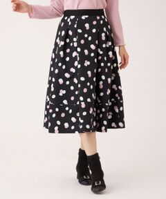 TO BE CHIC (大きいサイズ) / トゥー ビー シック (オオキイサイズ) ロング・マキシ丈スカート | 【L】ランダムドット グログランタックスカート