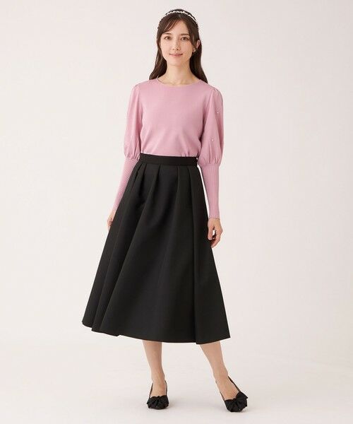 TO BE CHIC (大きいサイズ) / トゥー ビー シック (オオキイサイズ) ロング・マキシ丈スカート | 【L】ランダムタック ツイルスカート | 詳細1