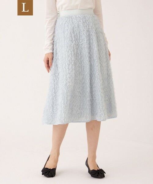 TO BE CHIC (大きいサイズ) / トゥー ビー シック (オオキイサイズ) ロング・マキシ丈スカート | 【L】フェザー刺しゅう スカート（グレー系1）