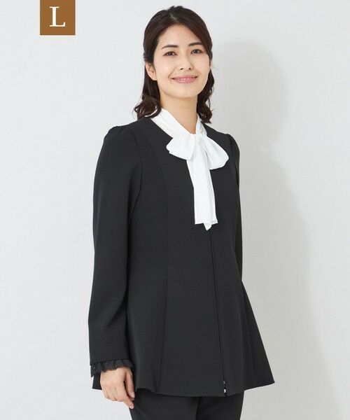 TO BE CHIC (大きいサイズ) / トゥー ビー シック (オオキイサイズ) テーラードジャケット | 【L】デュアルストレッチ ZIP チュニック（ブラック）