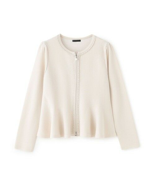 TO BE CHIC (大きいサイズ) / トゥー ビー シック (オオキイサイズ) ブルゾン | 【L】ペプラムフレア ニットジャケット（ベージュ）