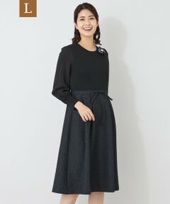 TO BE CHIC (大きいサイズ) / トゥー ビー シック (オオキイサイズ) ロング・マキシ丈ワンピース | 【L】ふくれジャカードニットコンビ ドレス