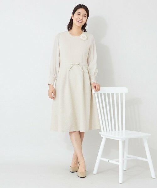 TO BE CHIC (大きいサイズ) / トゥー ビー シック (オオキイサイズ) ロング・マキシ丈ワンピース | 【L】ふくれジャカードニットコンビ ドレス | 詳細2