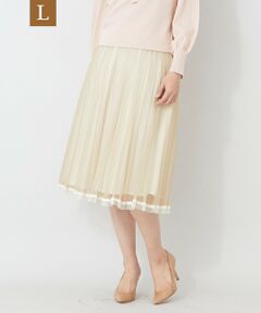 TO BE CHIC (大きいサイズ) / トゥー ビー シック (オオキイサイズ) ロング・マキシ丈スカート | 【L】配色レースプリーツ スカート