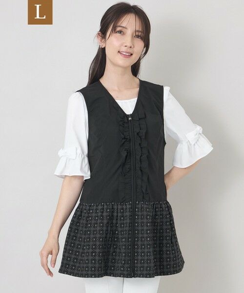 TO BE CHIC (大きいサイズ) / トゥー ビー シック (オオキイサイズ) テーラードジャケット | 【L】エンブロイダリーエレガンス ジレ（ブラック）