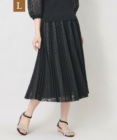 TO BE CHIC (大きいサイズ) / トゥー ビー シック (オオキイサイズ) ロング・マキシ丈スカート | 【L】ジャカードレース プリーツスカート