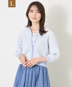 TO BE CHIC (大きいサイズ) / トゥー ビー シック (オオキイサイズ) ブルゾン | 【L】エアリーボーダー ニットパーカー