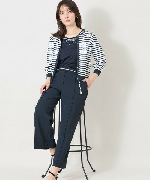 TO BE CHIC (大きいサイズ) / トゥー ビー シック (オオキイサイズ) ブルゾン | 【L】エアリーボーダー ニットパーカー | 詳細2