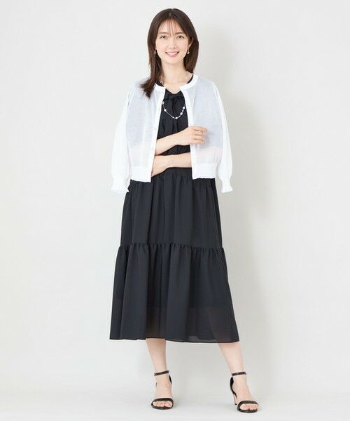 TO BE CHIC (大きいサイズ) / トゥー ビー シック (オオキイサイズ) ブルゾン | 【L】シアーギャザースリーブ カーディガン | 詳細1