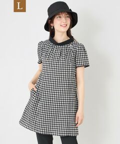 TO BE CHIC (大きいサイズ) / トゥー ビー シック (オオキイサイズ) ロング・マキシ丈ワンピース | 【L】シアーギンガム ロールネック ワンピース