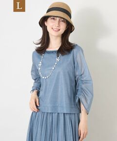 TO BE CHIC (大きいサイズ) / トゥー ビー シック (オオキイサイズ) その他トップス | 【L】デニムプリント フリルボートネックブラウス