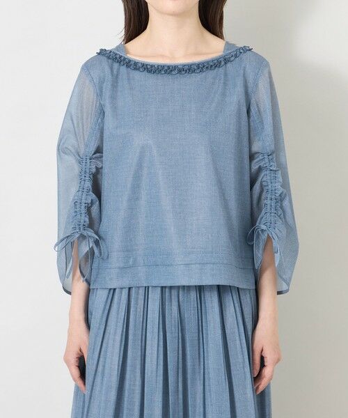 TO BE CHIC (大きいサイズ) / トゥー ビー シック (オオキイサイズ) その他トップス | 【L】デニムプリント フリルボートネックブラウス | 詳細3