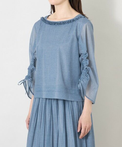 TO BE CHIC (大きいサイズ) / トゥー ビー シック (オオキイサイズ) その他トップス | 【L】デニムプリント フリルボートネックブラウス | 詳細4