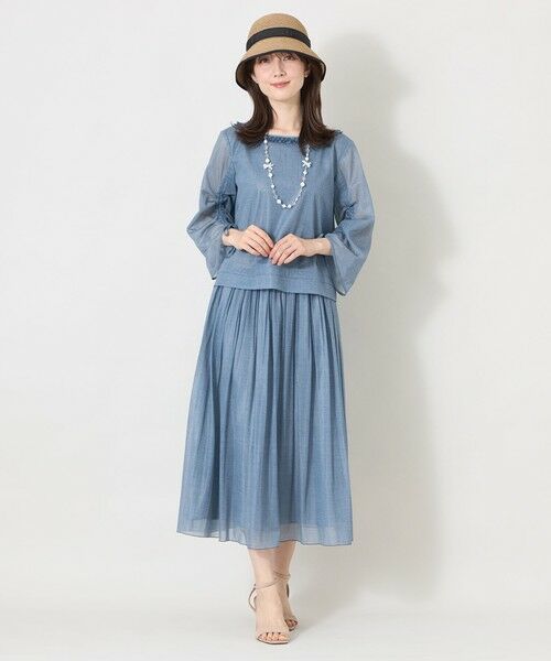 TO BE CHIC (大きいサイズ) / トゥー ビー シック (オオキイサイズ) その他トップス | 【L】デニムプリント フリルボートネックブラウス | 詳細1