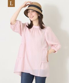 TO BE CHIC (大きいサイズ) / トゥー ビー シック (オオキイサイズ) その他トップス | 【L】シルキーサッカー ティアードチュニックブラウス