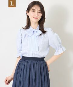 TO BE CHIC (大きいサイズ) / トゥー ビー シック (オオキイサイズ) その他トップス | 【L】シルキーサッカー ボウタイブラウス