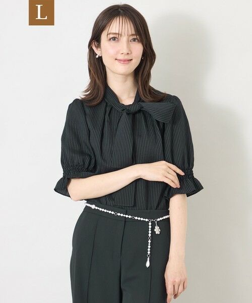 TO BE CHIC (大きいサイズ) / トゥー ビー シック (オオキイサイズ) その他トップス | 【L】シルキーサッカー ボウタイブラウス（ブラック）