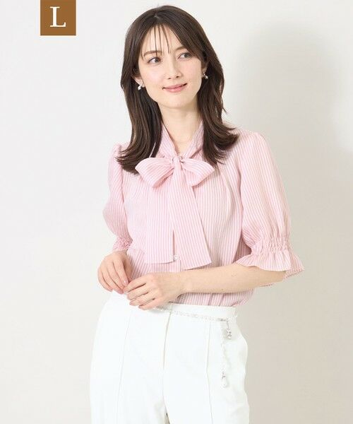 TO BE CHIC (大きいサイズ) / トゥー ビー シック (オオキイサイズ) その他トップス | 【L】シルキーサッカー ボウタイブラウス（ピンク系2）