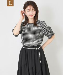 TO BE CHIC (大きいサイズ) / トゥー ビー シック (オオキイサイズ) その他トップス | 【L】シアーギンガム フロントギャザーブラウス