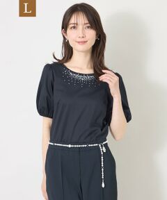 TO BE CHIC (大きいサイズ) / トゥー ビー シック (オオキイサイズ) その他トップス | 【L】ビジュー＆ホットフィックス カットソー