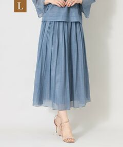 TO BE CHIC (大きいサイズ) / トゥー ビー シック (オオキイサイズ) ロング・マキシ丈スカート | 【L】デニムプリント エアリープリーツスカート