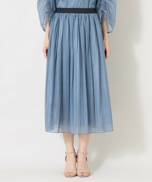 TO BE CHIC (大きいサイズ) / トゥー ビー シック (オオキイサイズ) ロング・マキシ丈スカート | 【L】デニムプリント エアリープリーツスカート | 詳細5