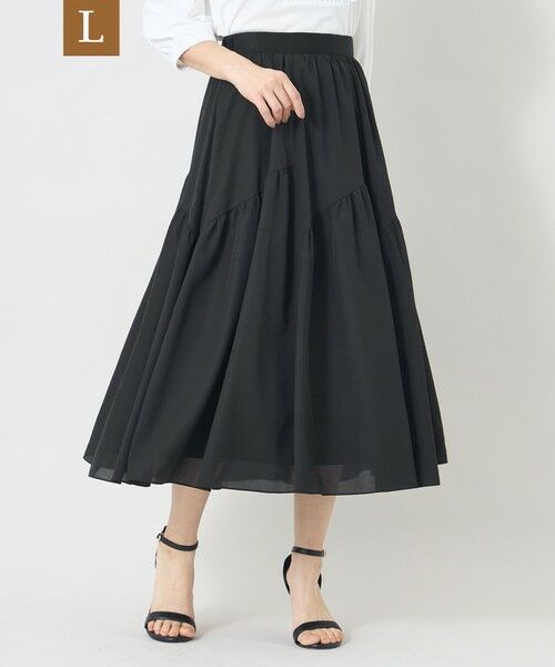 TO BE CHIC (大きいサイズ) / トゥー ビー シック (オオキイサイズ) ロング・マキシ丈スカート | 【L】ヴェールパネル スカート（ブラック）