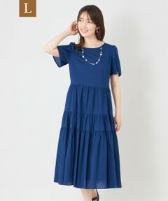 TO BE CHIC (大きいサイズ) / トゥー ビー シック (オオキイサイズ) ロング・マキシ丈ワンピース | 【L】ウェーブローン エアリーティアードドレス