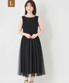 TO BE CHIC (大きいサイズ) / トゥー ビー シック (オオキイサイズ) ロング・マキシ丈ワンピース | 【L】BOB＆PINK シャドウエアチュールアクセントワンピース