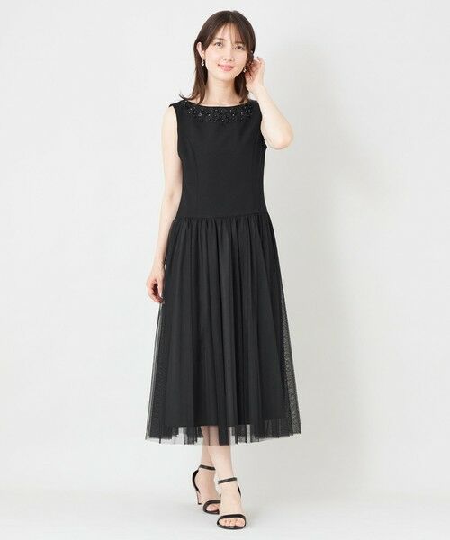 TO BE CHIC (大きいサイズ) / トゥー ビー シック (オオキイサイズ) ロング・マキシ丈ワンピース | 【L】BOB＆PINK シャドウエアチュールアクセントワンピース | 詳細1