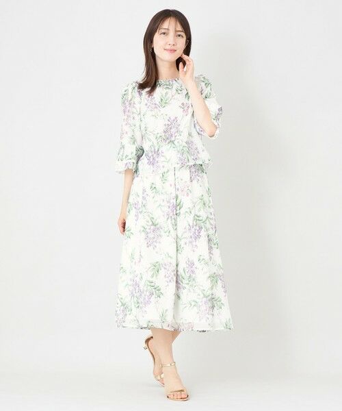 TO BE CHIC (大きいサイズ) / トゥー ビー シック (オオキイサイズ) その他トップス | 【L】ライラックプリント ノーカラーBOXブラウス | 詳細1